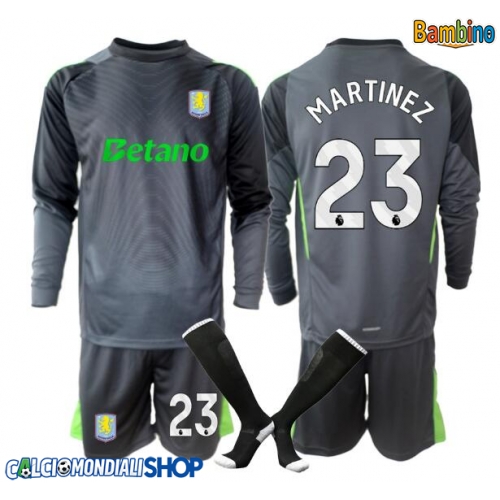 Maglie da calcio Aston Villa Emiliano Martinez #23 Portiere Prima Maglia Bambino 2025-26 Manica Lunga + Pantaloni corti)